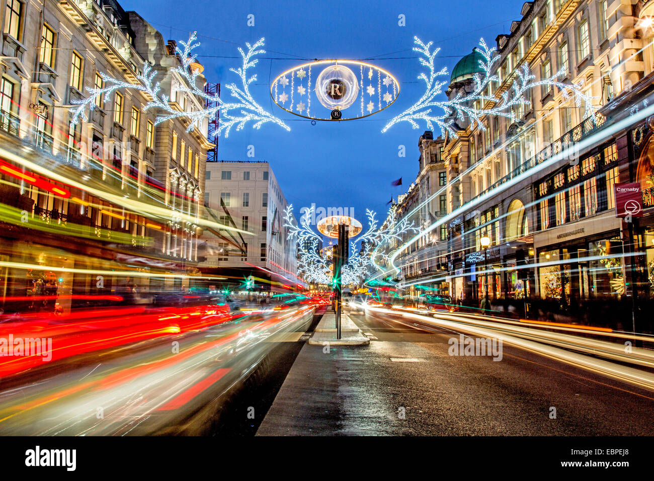 Les lumières de Noël Regent Street London UK Banque D'Images