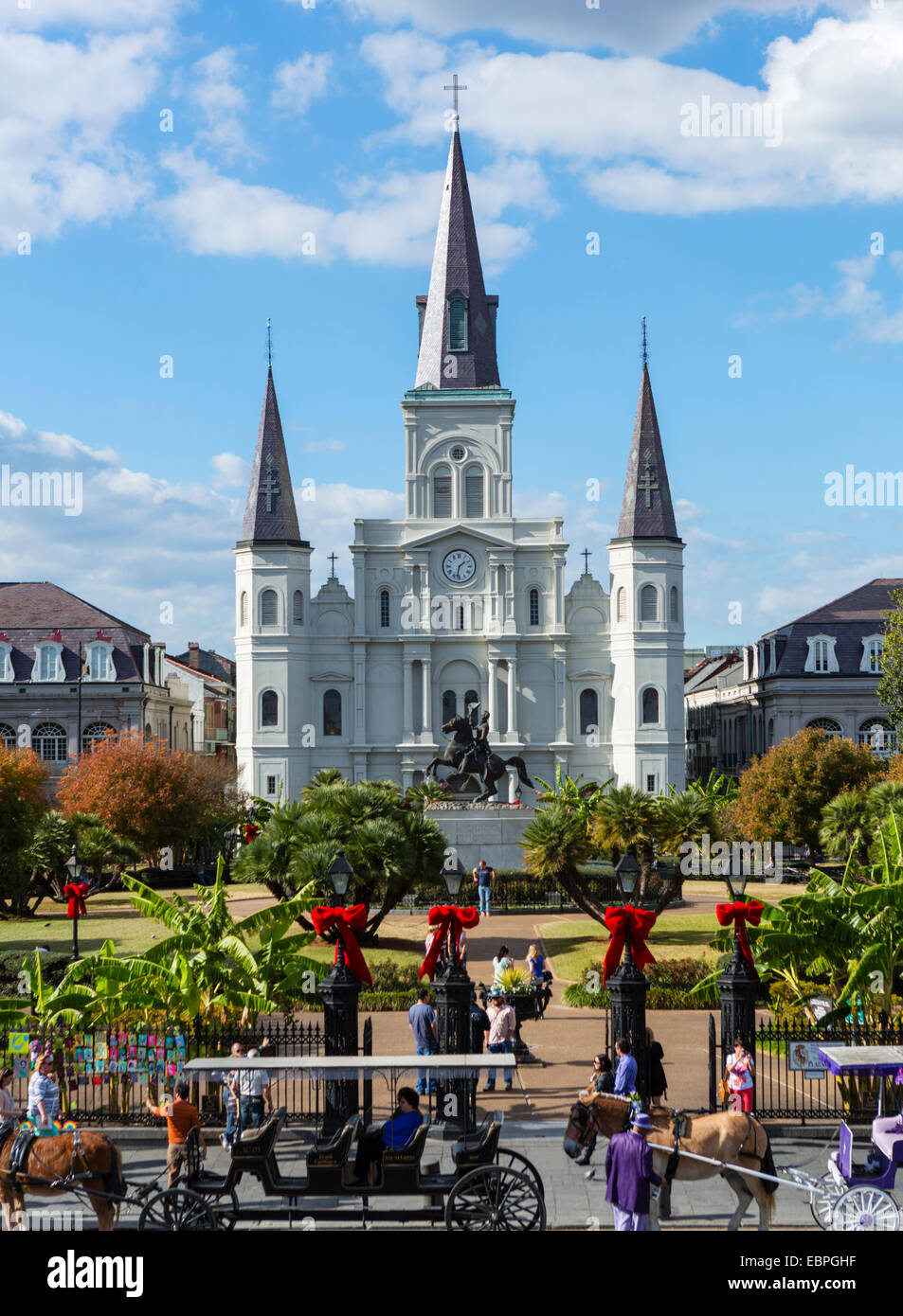 La Cathédrale St Louis, Jackson Square, Quartier français, la Nouvelle Orléans, Louisiane, USA Banque D'Images