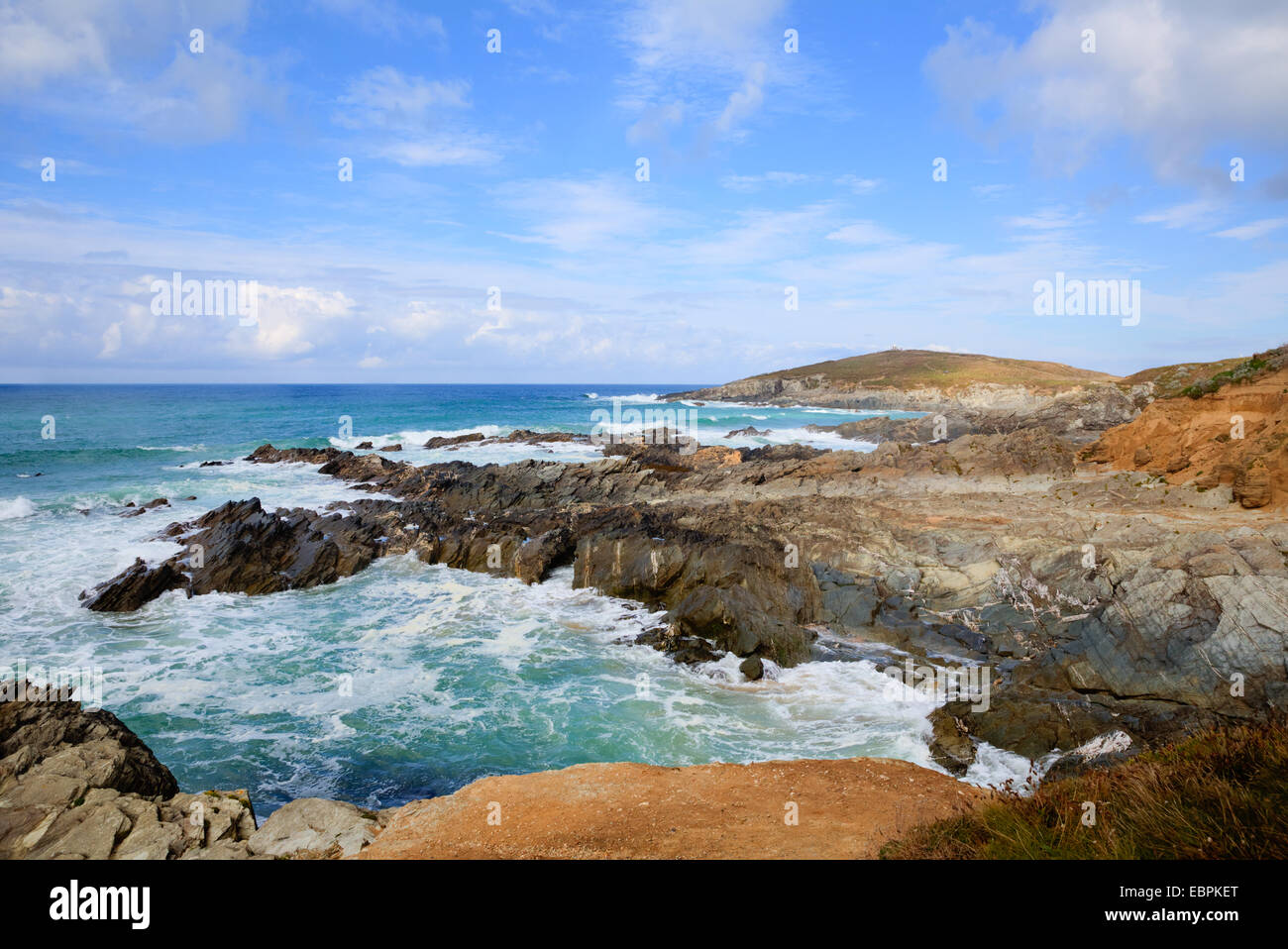 Côte de Newquay Cornwall England UK à peu et Fistral Nun Cove Banque D'Images