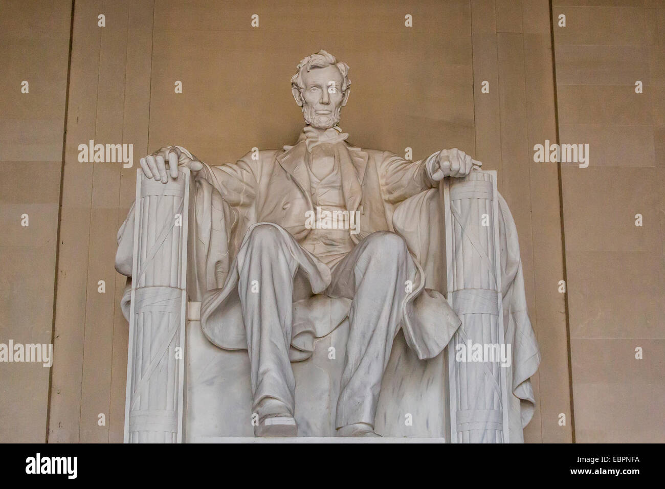 Vue de l'intérieur de la statue de Lincoln dans le Lincoln Memorial, Washington D.C., Etats-Unis d'Amérique, Amérique du Nord Banque D'Images