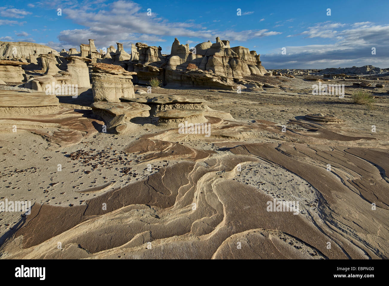Les couches de roches dans les badlands, Bisti Wilderness, Nouveau Mexique, États-Unis d'Amérique, Amérique du Nord Banque D'Images