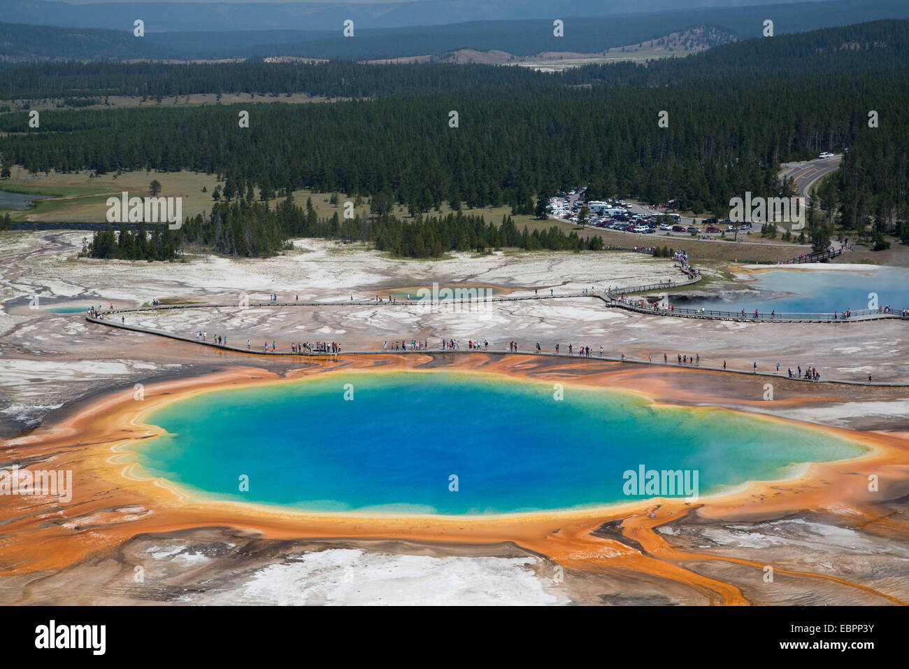 Grand Prismatic Spring, Midway Geyser Basin, Parc National de Yellowstone, UNESCO World Heritage Site, Wyoming, USA Banque D'Images
