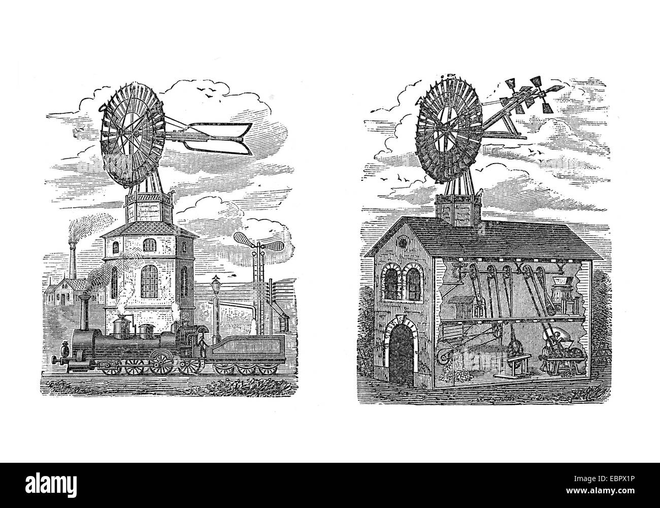 L'énergie éolienne pour une ferme et un établissement industriel Banque D'Images