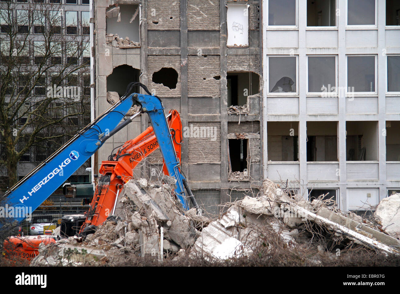 La démolition de l'ancien immeuble de bureaux AEG, l'Allemagne, en Rhénanie du Nord-Westphalie, région de la Ruhr, à Essen Banque D'Images