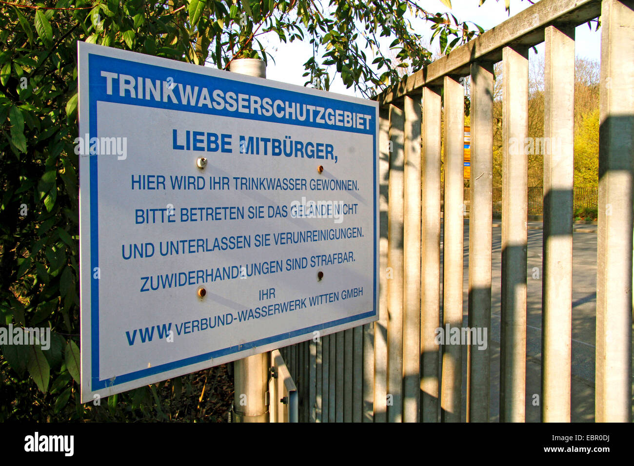 Zone de protection sanitaire et, en Allemagne, en Rhénanie du Nord-Westphalie, Ruhr, Witten Banque D'Images