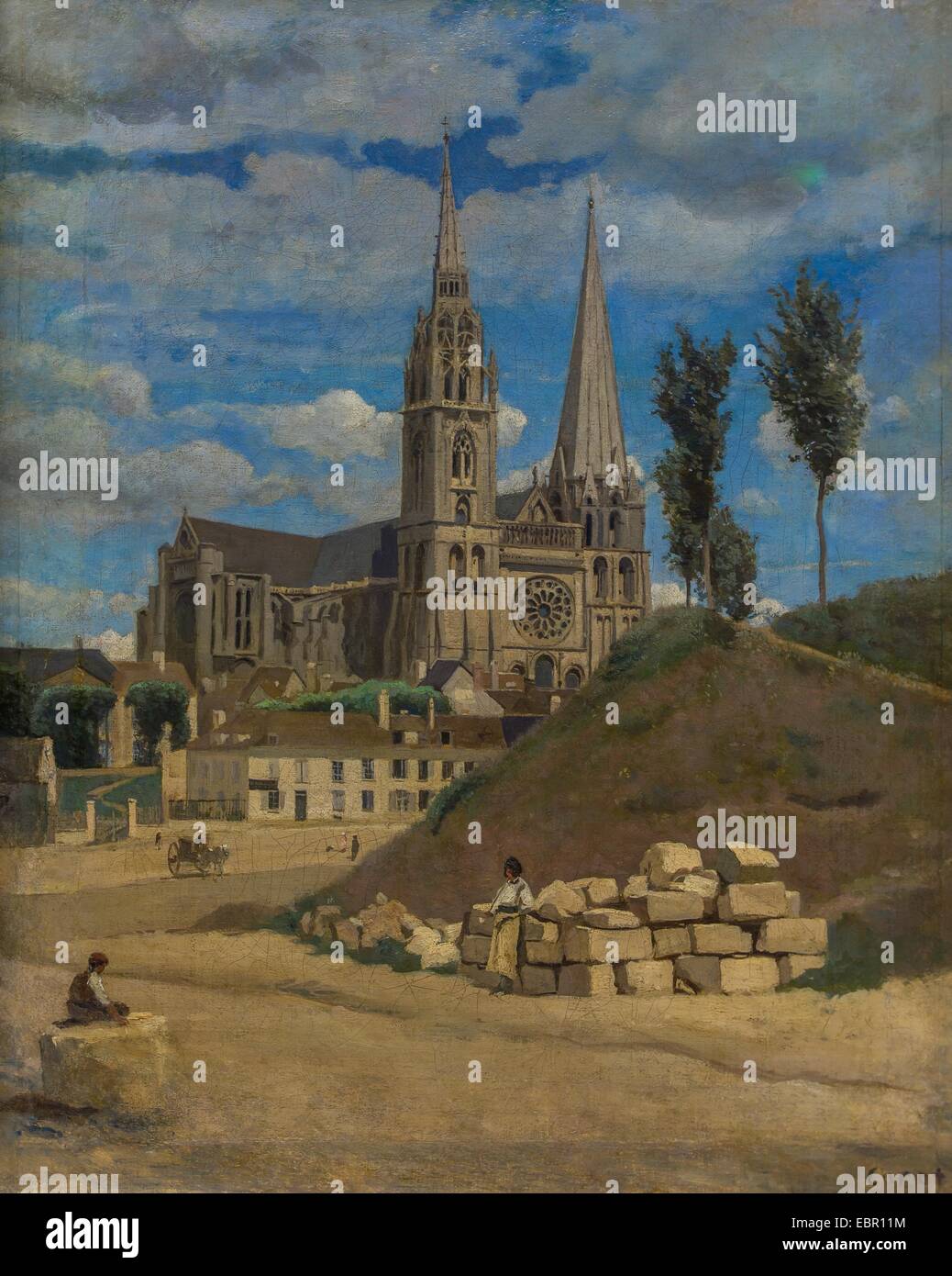 ActiveMuseum 0001648.jpg / La cathédrale de Chartres, 1830 - Camille Corot Huile sur toile 25/09/2013 - Collection / 19e siècle / Active Museum Banque D'Images