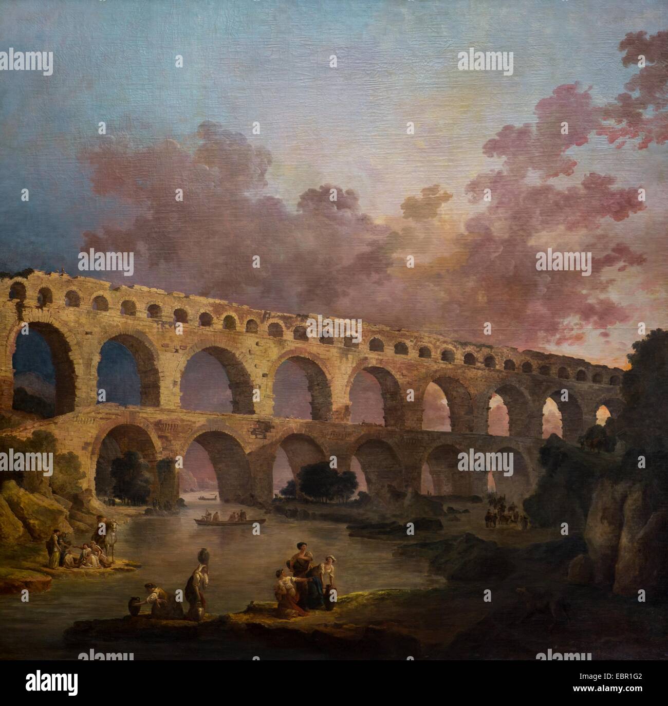 ActiveMuseum 0001858.jpg / Le Pont du Gard, 1787 - Hubert Robert Huile sur toile 25/09/2013 - 18e siècle / Collection / Musée actif Banque D'Images