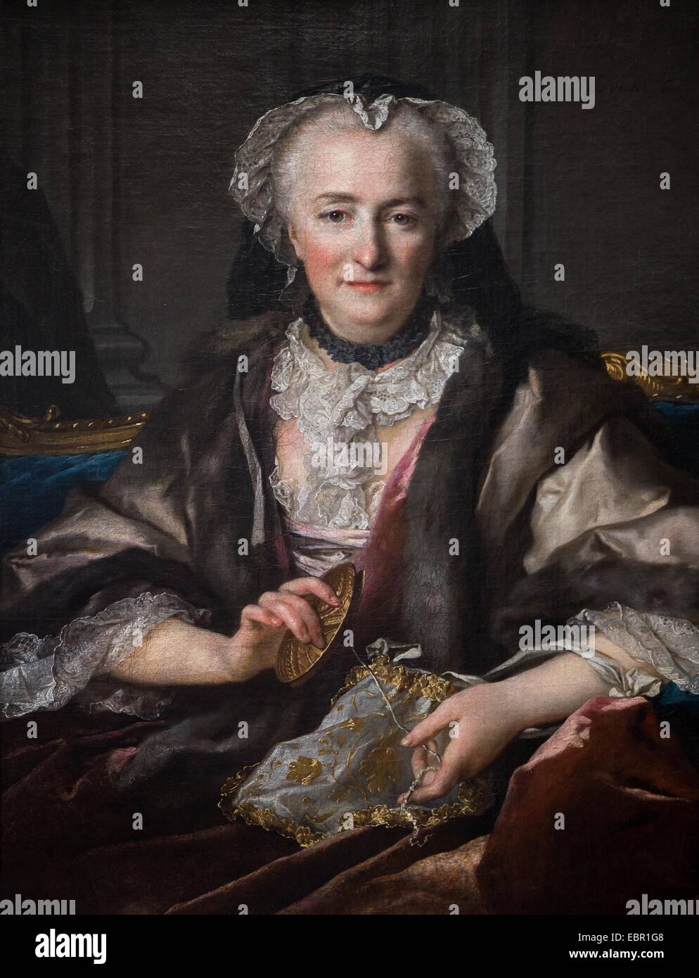 ActiveMuseum 0001862.jpg / Madame danger à faire des noeuds, 1753 - Louis Tocque Huile sur toile 25/09/2013 - 18e siècle / Collection / Musée actif Banque D'Images ActiveMuseum 0001862.jpg / Madame danger à faire des noeuds, 1753 - Louis Tocque Huile sur toile 25/09/2013 - 18e siècle / Collection / Musée actif Banque D'Images