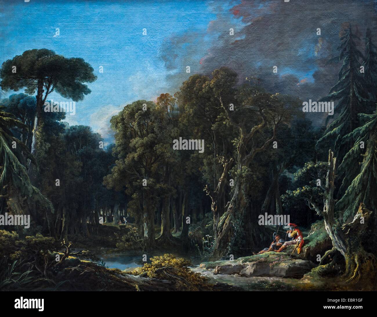 ActiveMuseum 0001866.jpg / La forêt, 1740 - Huile sur toile de François Boucher 25/09/2013 - 18e siècle / Collection / Musée actif Banque D'Images