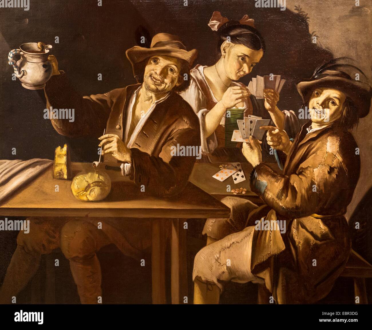 ActiveMuseum 0003220.jpg / joueurs de cartes dans une taverne, 17e siècle - Giacomo Cipper dit Todeschini 19/09/2013 - 17e siècle / Collection / Musée actif Banque D'Images