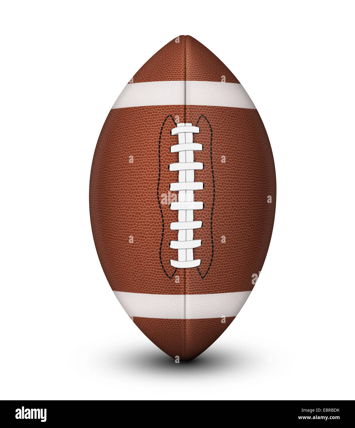 Ballon de football américain traditionnel, avec des dentelles blanches et noires isolé sur un fond blanc avec clipping path et l'ombre. Banque D'Images