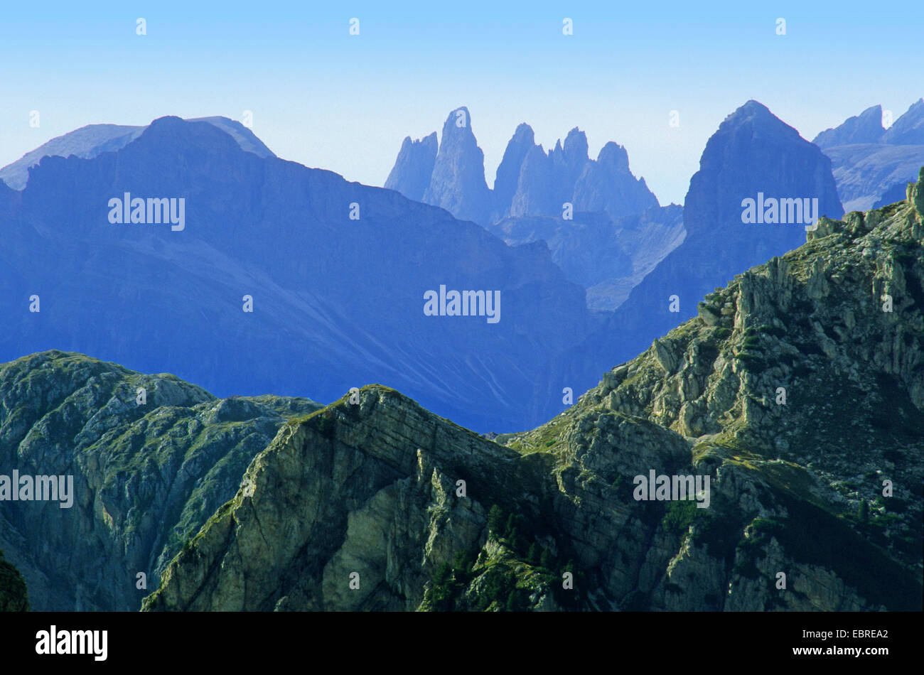 Sommets des Dolomites à la région de S. Martino, Italie, Dolomites Tyrol du Sud, Banque D'Images