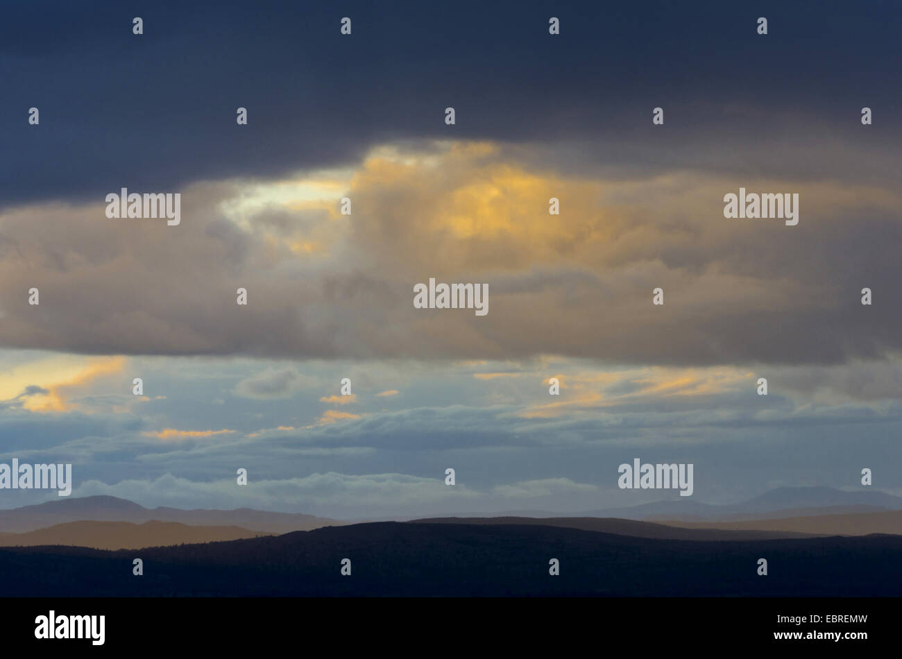 Ciel du soir, la Norvège, l'Soer-Troendelag Fylke, Parc National Femundsmarka Banque D'Images