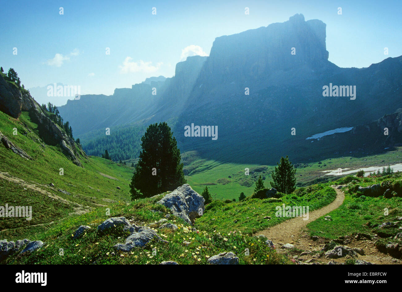 Vue d'alpage et Monte a Rapp, l'Italie, le Tyrol du Sud, Dolomiten , Col Giau Banque D'Images