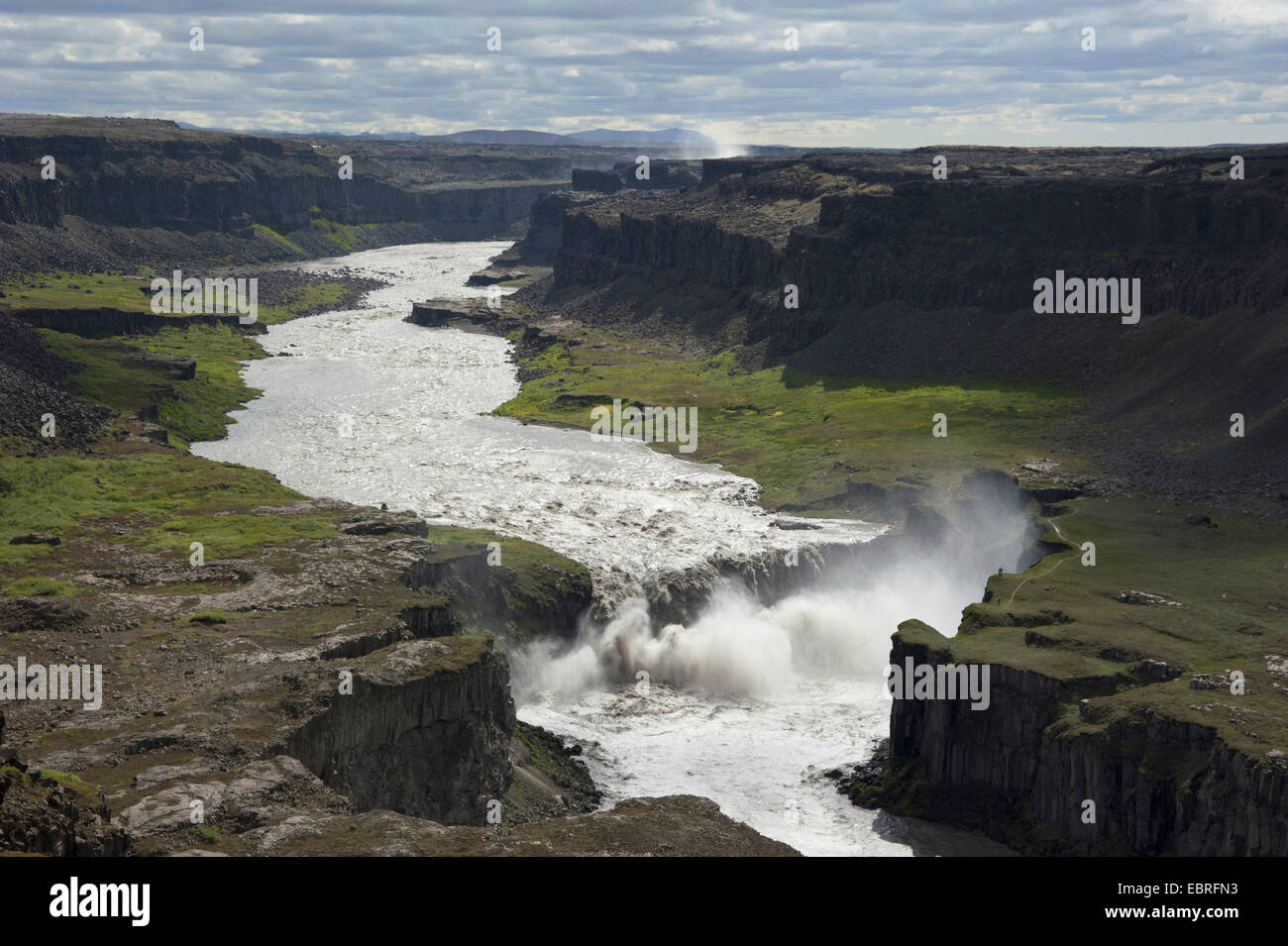 Cascade de Dettifoss, la plus puissante chute d'Europe, l'Islande, Vatnajoekull Banque D'Images
