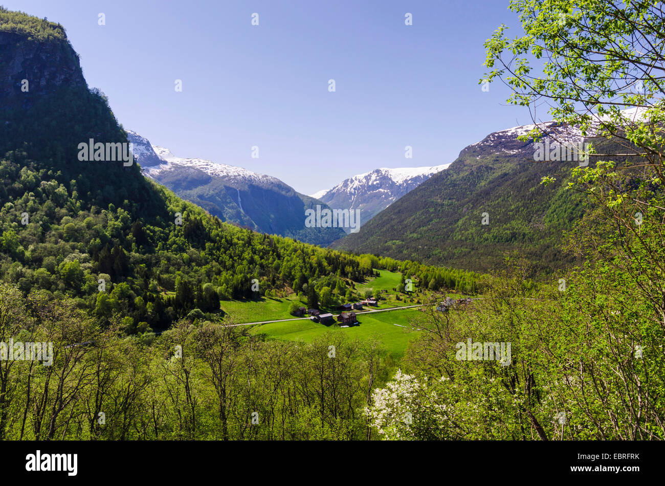 Dans Fortundalen Fortunsdalen (paysage) au printemps, la Norvège Banque D'Images