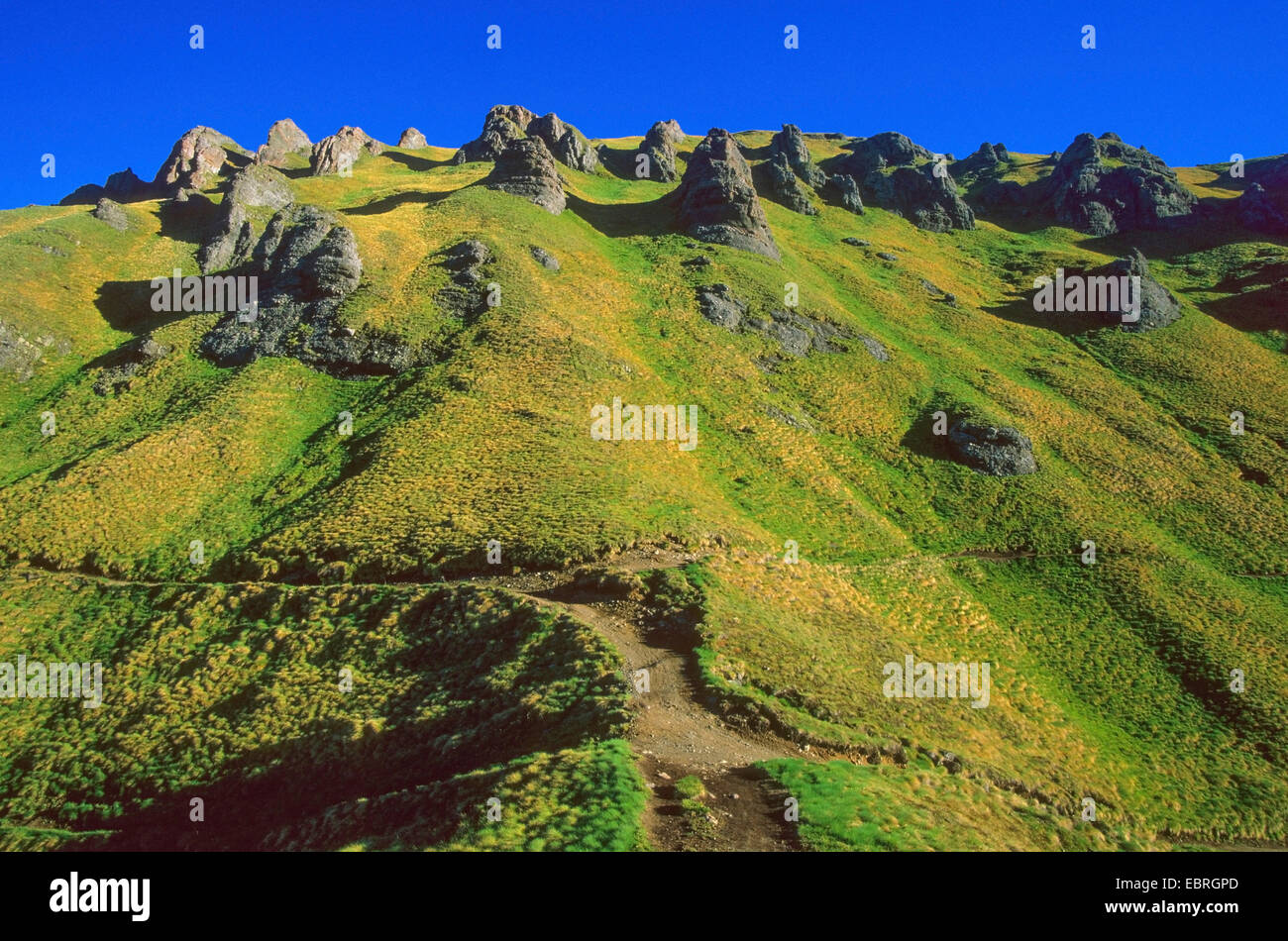 Rock formation au Pordoi Pass, l'Italie, le Tyrol du Sud, Dolomites Banque D'Images