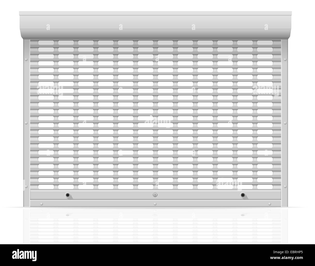 Volets roulants perforés en métal illustration isolé sur fond blanc Banque D'Images