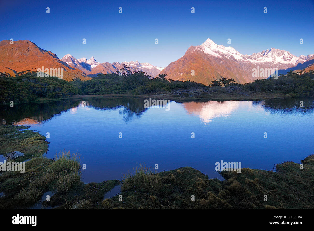 Vue du sommet clé pour monter Christina, Nouvelle-Zélande, Sud de l'île, le Parc National de Fjordland Banque D'Images