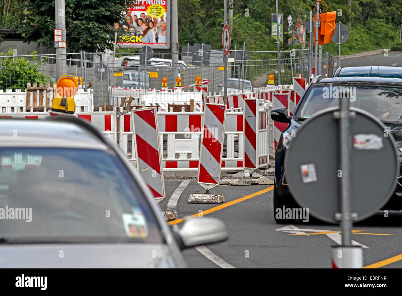 Délinéateur postes à la construction routière, Allemagne zone Banque D'Images