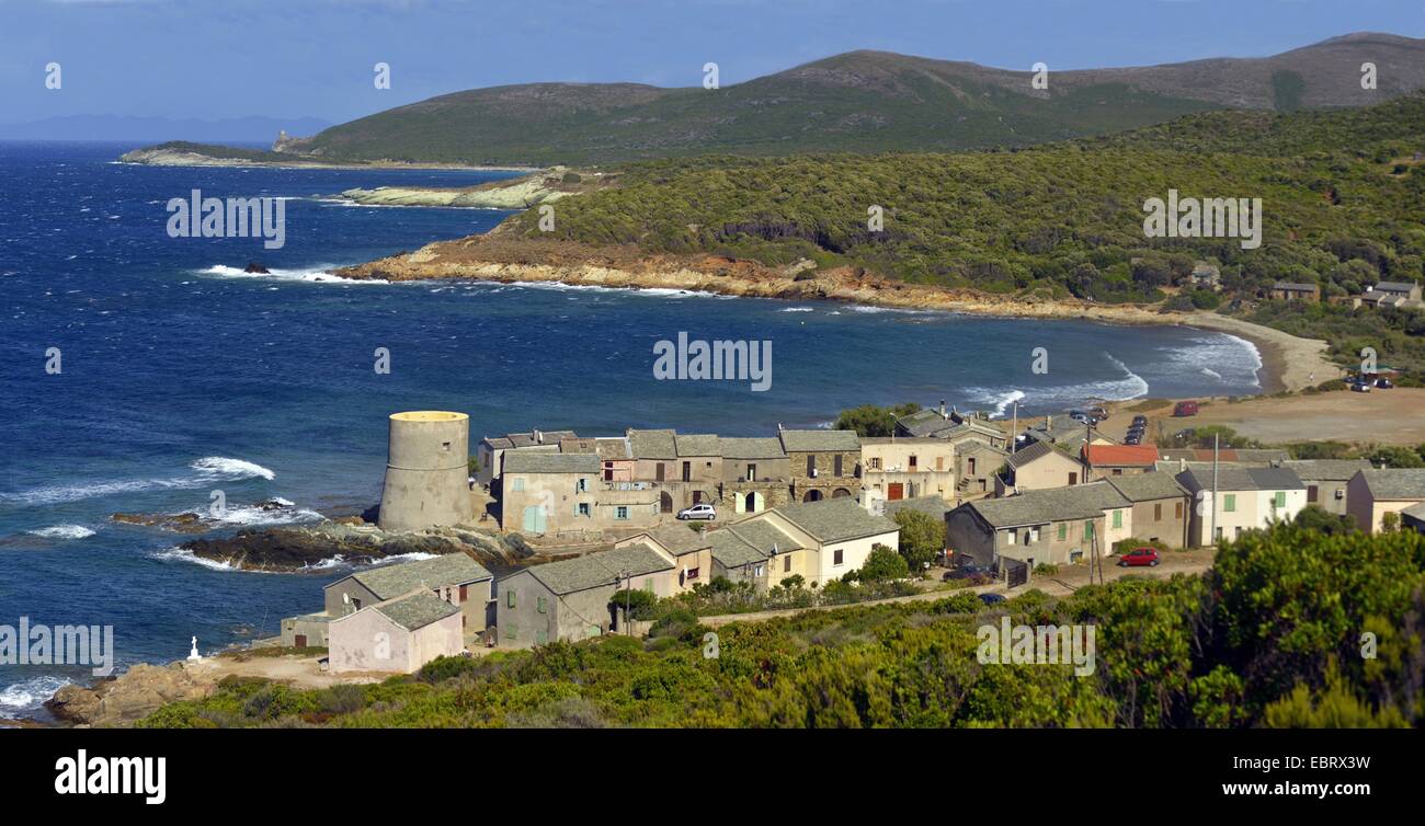 Village de tollare dans le nord de l'île de Corse, France, Corse, Cap Corse, Bastia Erbalunga Banque D'Images