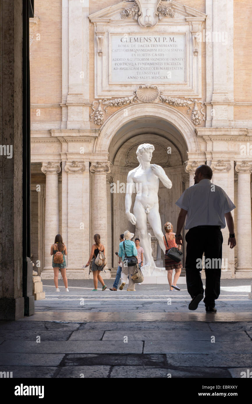 Italie : une réplique de David au Musées du Capitole, à Rome. Photo à partir de 6. Septembre 2014. Banque D'Images