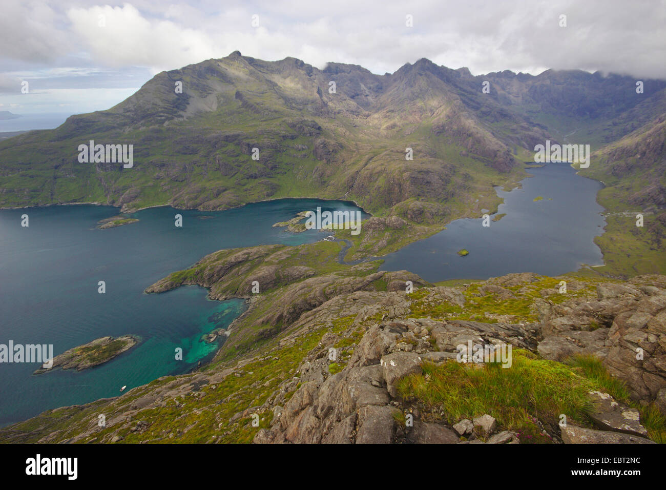 Loch Coruisk et Cuillin Hills vu de sg¨rr Alasdair, Royaume-Uni, Ecosse, île de Skye Banque D'Images