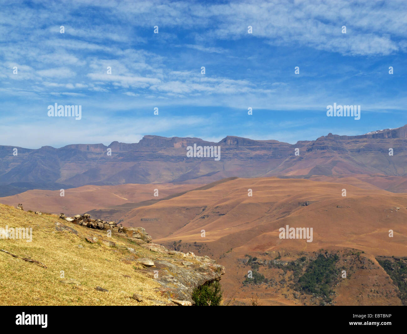Panorama au château du géant des montagnes, Afrique du Sud, Kwazulu-Natal, Drakensberge Banque D'Images