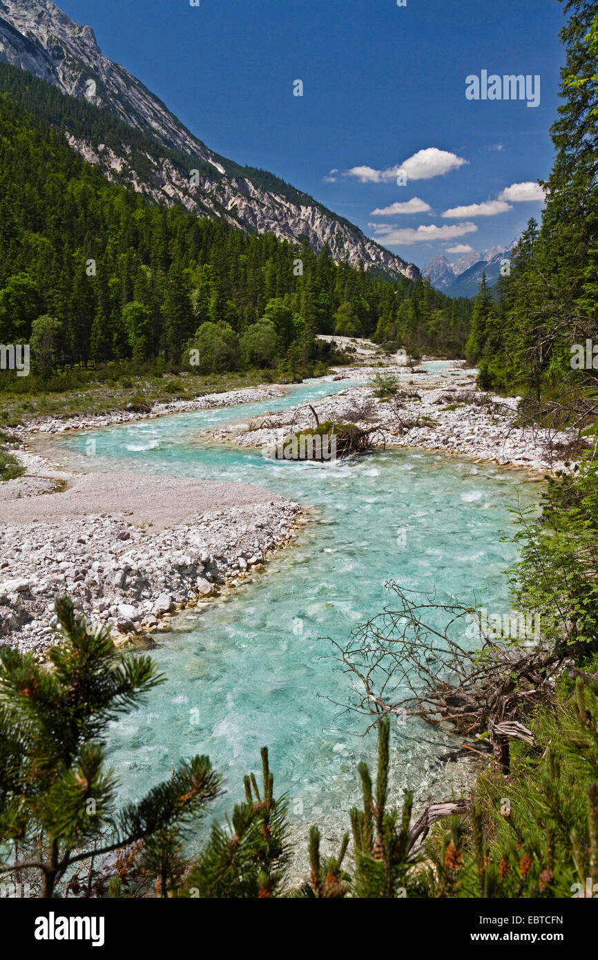 La rivière Isar dans Hinterautal, Autriche, Tyrol, Karwendel Banque D'Images