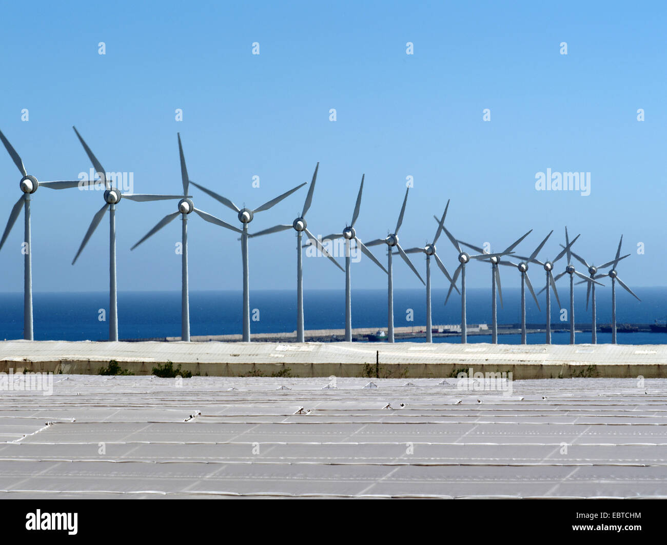 L'usine de l'énergie éolienne en mer, îles Canaries, Canaries, Gran Canaria Banque D'Images