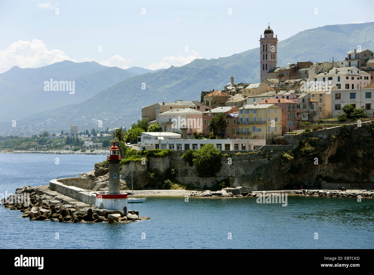 Citadelle et entrée du port, France, Corse, Bastia Banque D'Images