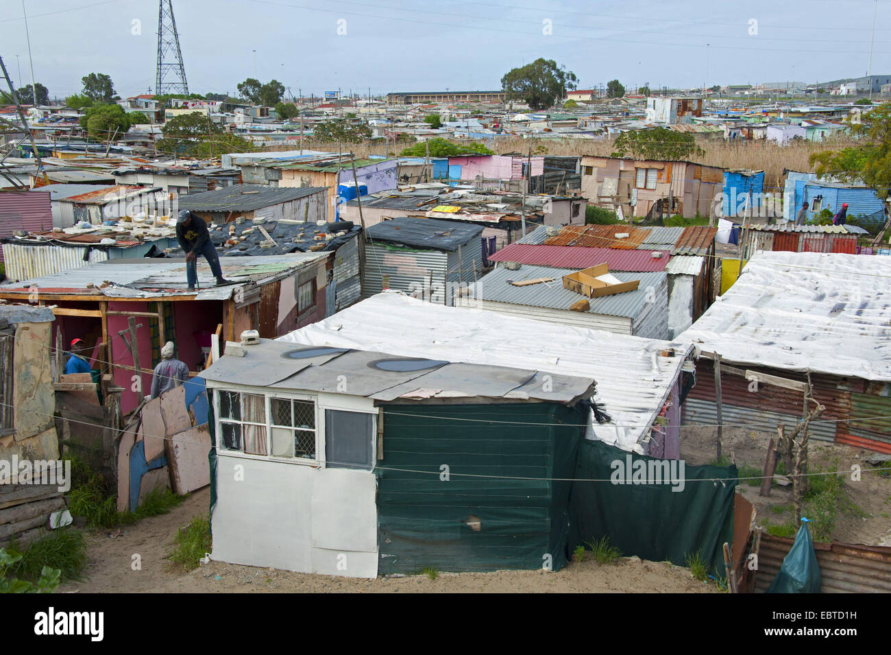 Vue sur la mer de caserne du bidonville, Afrique du Sud, Western Cape, Cape Town Banque D'Images