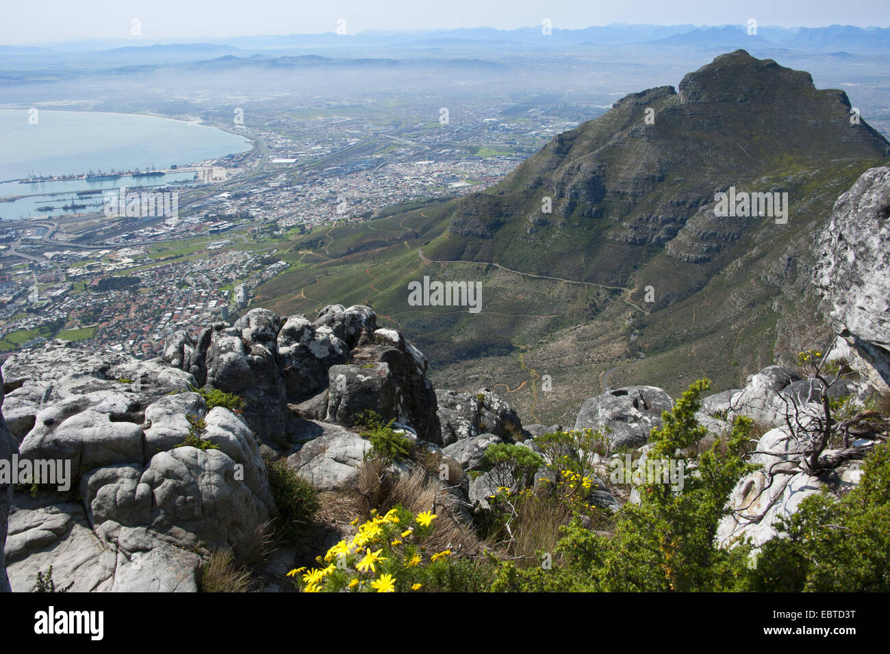 Vue depuis la montagne de la table au-dessus de la ville, Afrique du Sud, Western Cape, Cape Town Banque D'Images