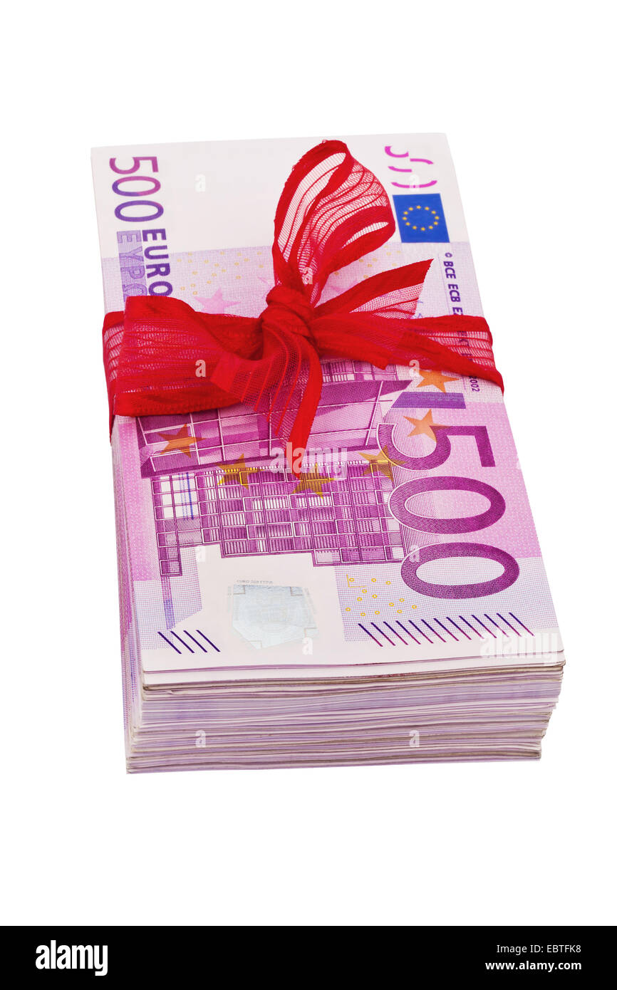 Liasse de 500 euros facture à l'aide de ruban cadeau rouge, USA Photo Stock  - Alamy