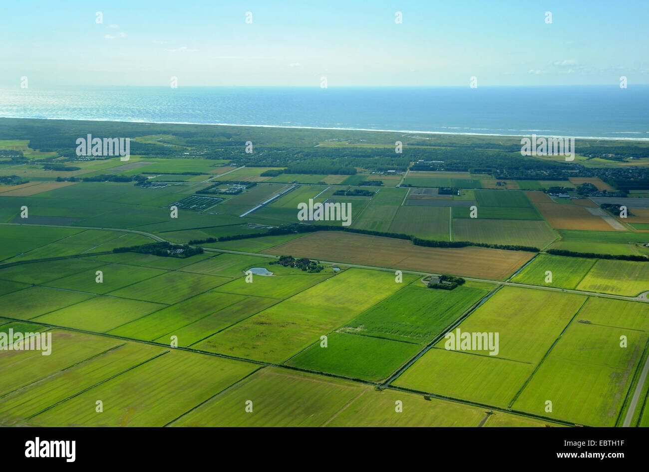 Vue aérienne du paysage au nord de Den Burg, Pays-Bas, Texel Banque D'Images