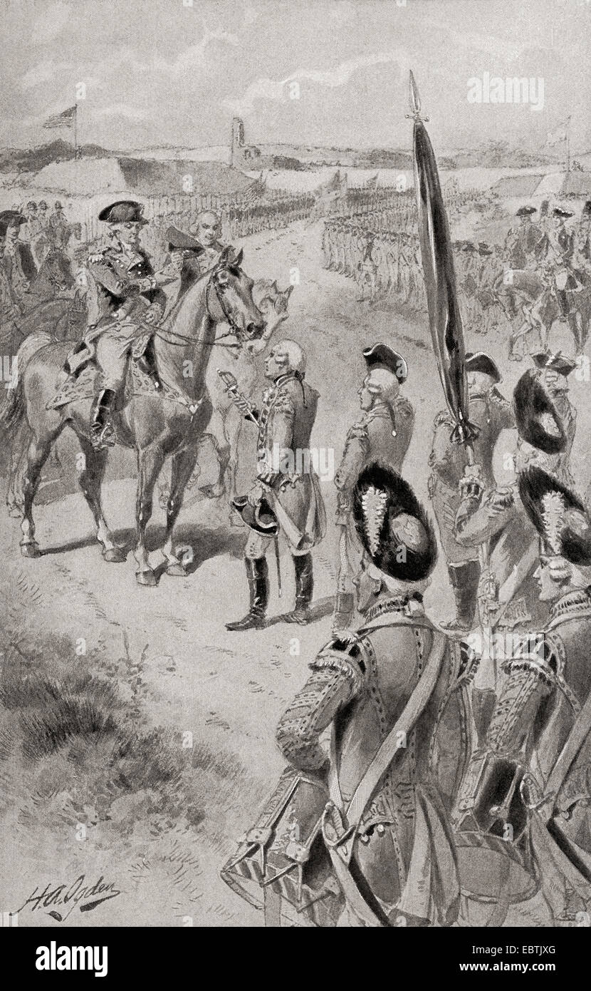 Les Britanniques se rendre à Yorktown, en 1781. Banque D'Images