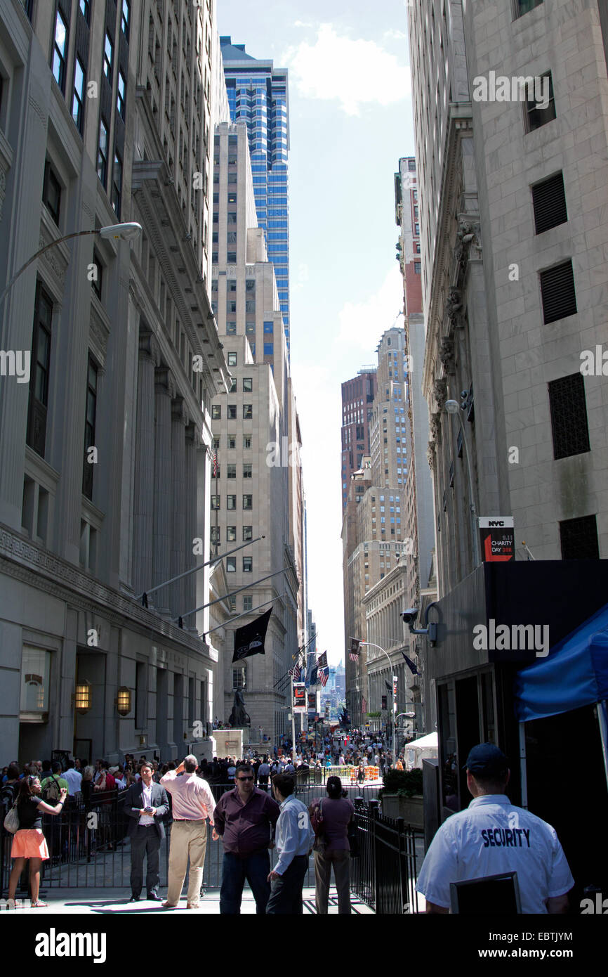 Wall Street et les arrangements de sécurité, USA, New York City Banque D'Images