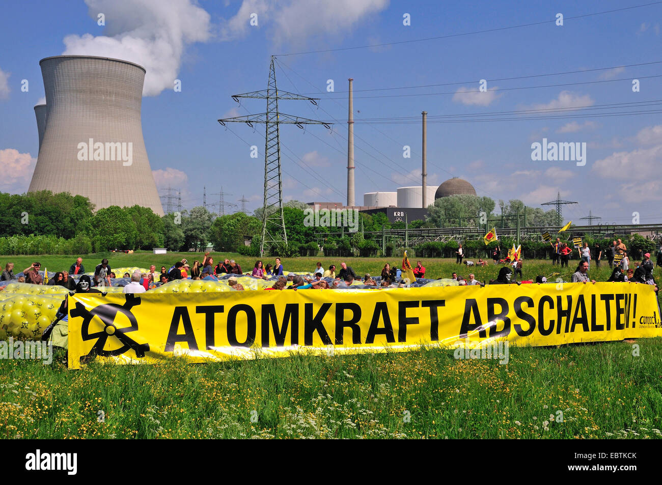 Manifestation anti-nucléaire centrale nucléaire près de Grundremmingen, Allemagne, Bavière, Gundremmingen Banque D'Images