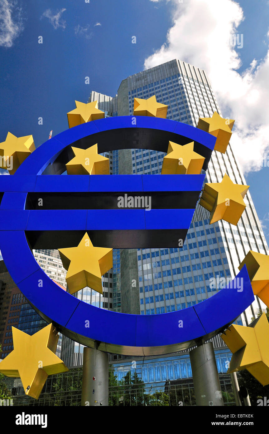 Symbole de l'euro à l'EUB, Banque centrale européenne, l'Allemagne, Hesse, Frankfurt/Main Banque D'Images