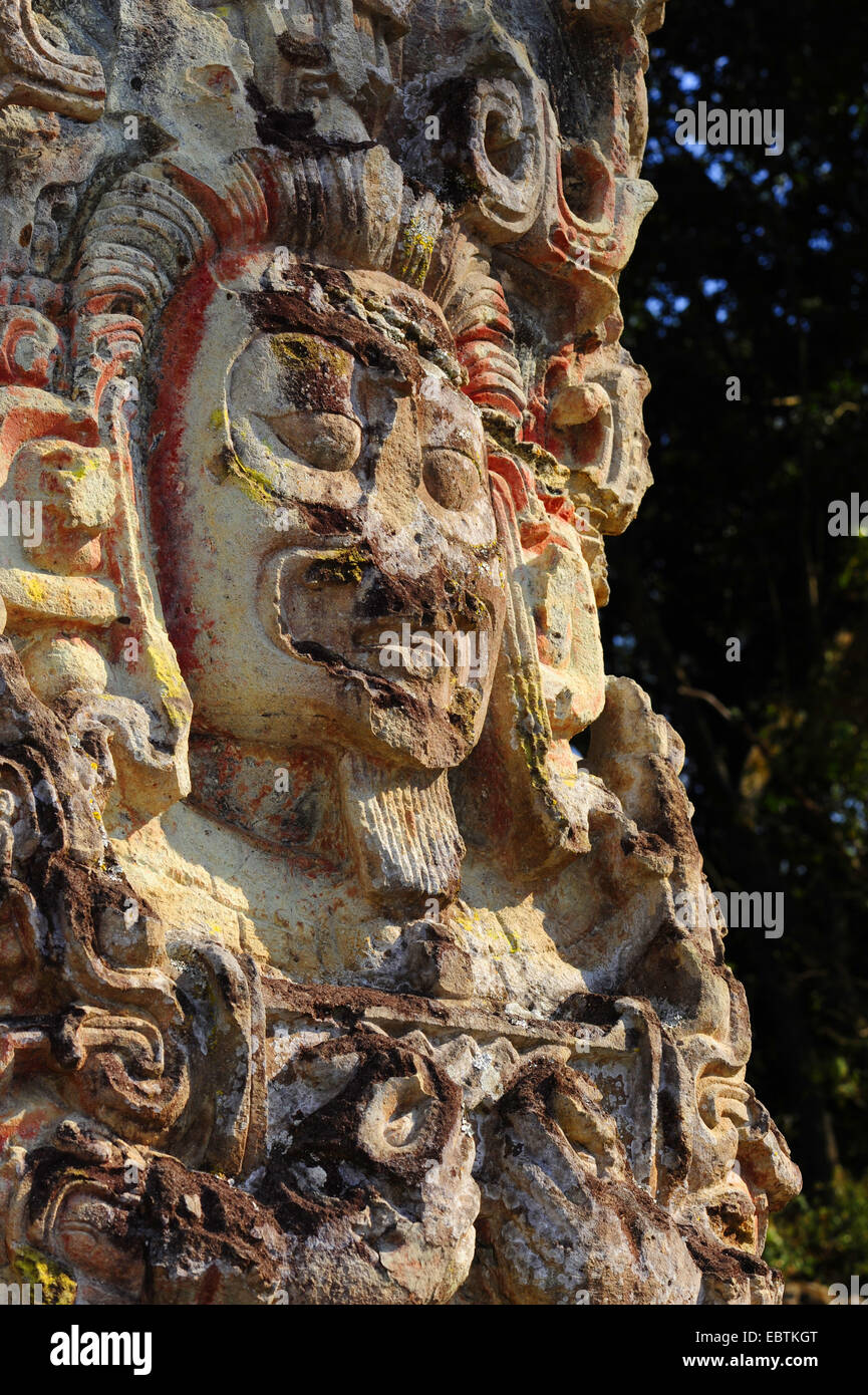 Sculpture d'Indiens maya à Copan, Honduras, Salvador, Salvador Banque D'Images