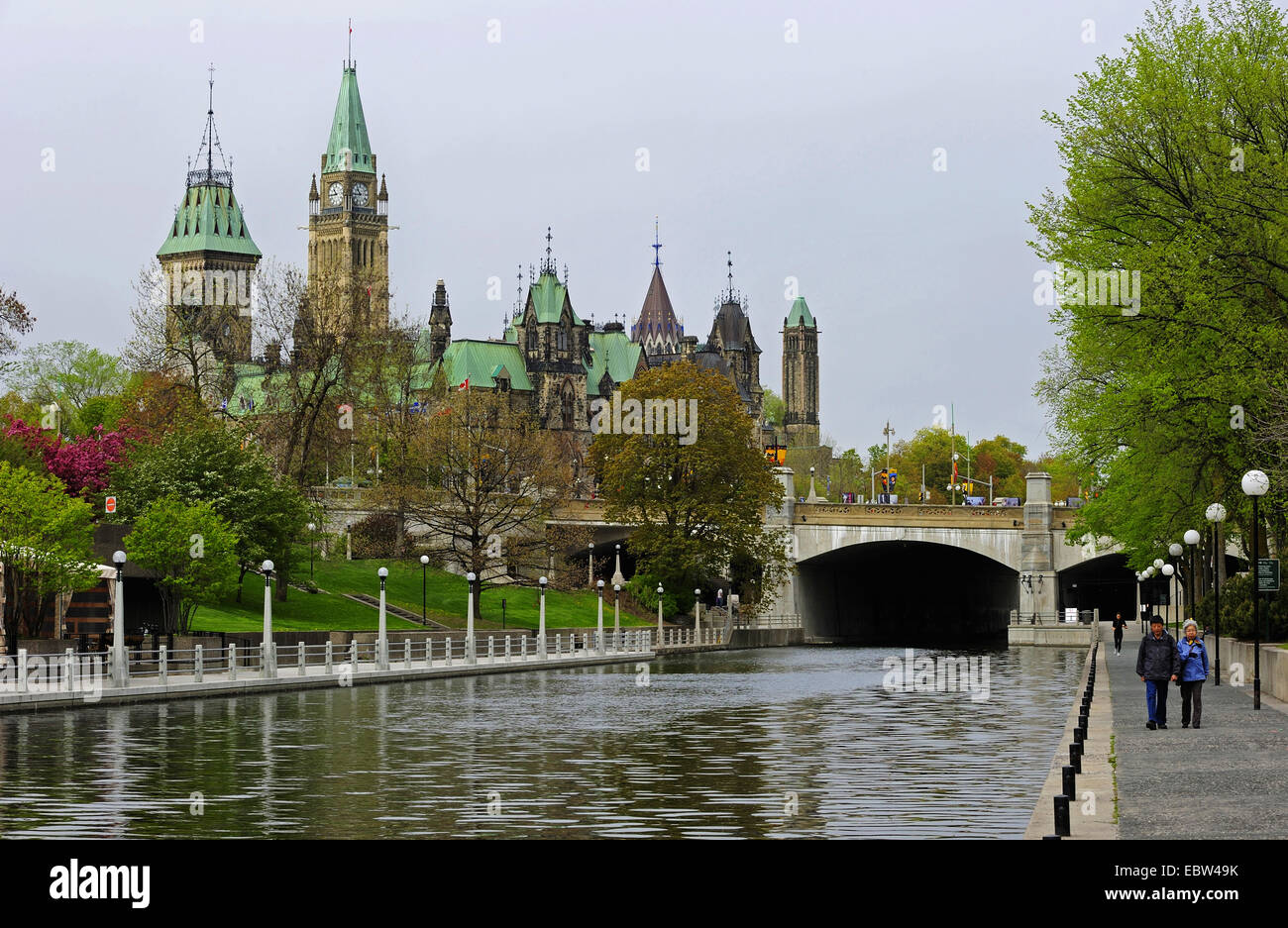 Avec le parlement, le Canal Rideau, Ottawa, Ontario, Canada Banque D'Images