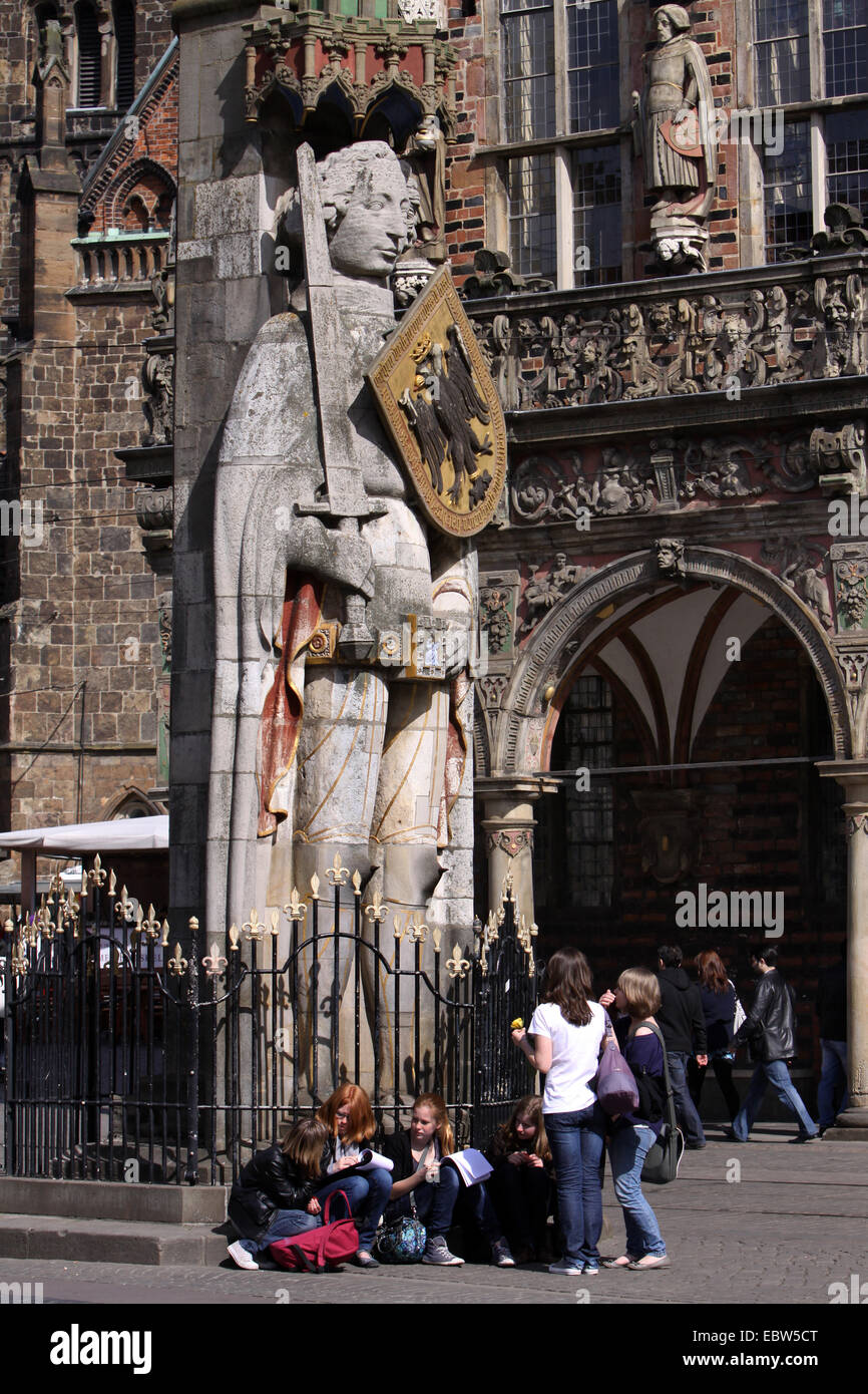 Roland en face de l'hôtel de ville historique, l'Allemagne, Bremen Banque D'Images