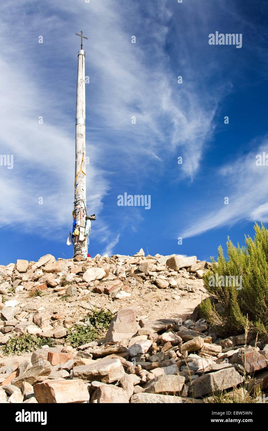 Cruz de Ferro au Camino de Santiago, Espagne, Leon, Kastilien, Cruz de Ferro Banque D'Images