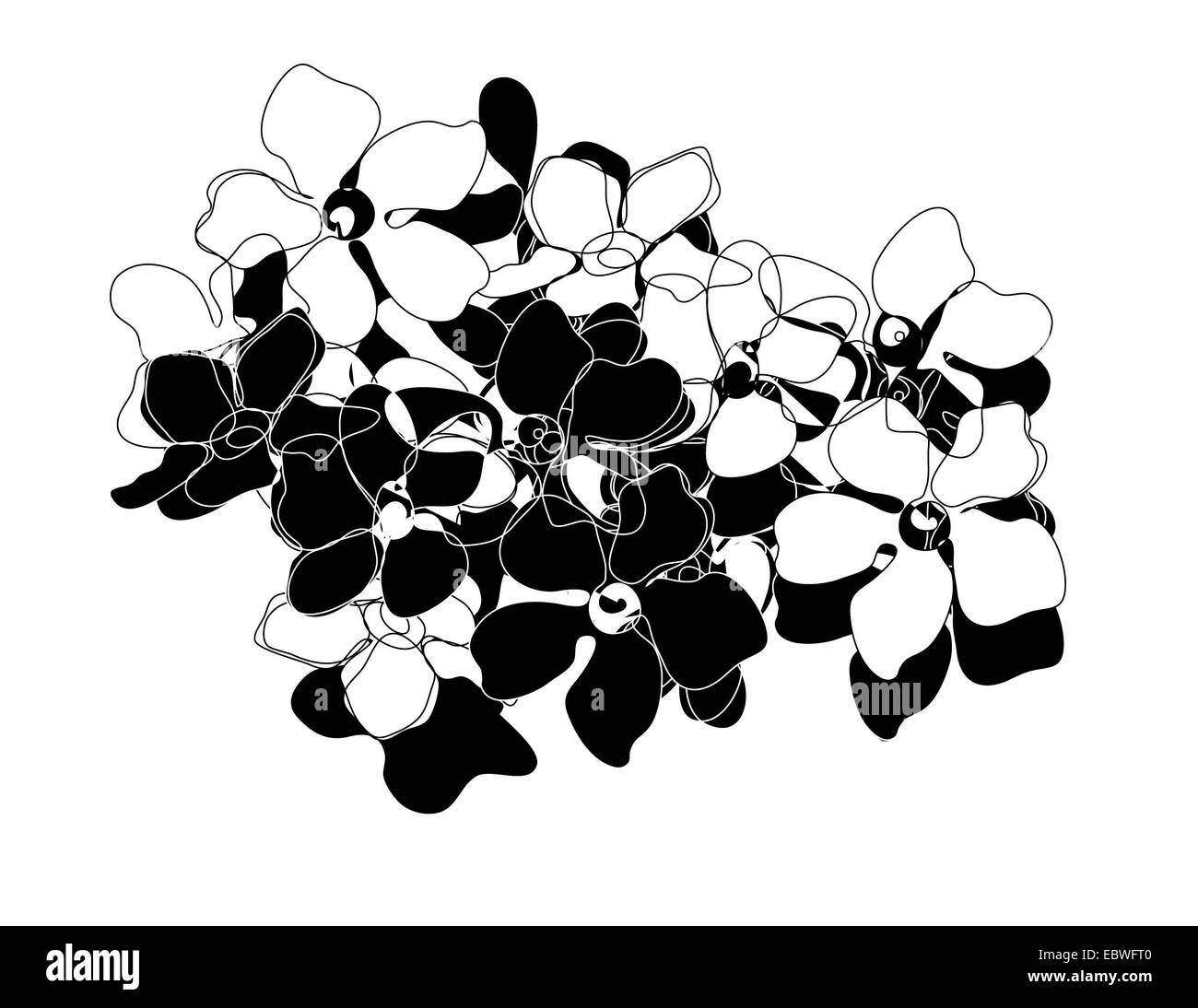 Illustration noir et blanc d'un élégant bouquet de fleurs bouquet Banque D'Images