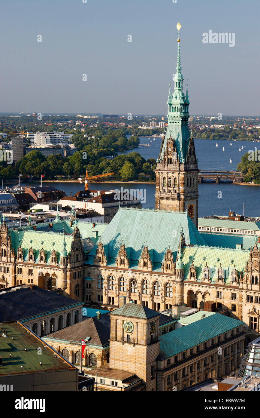 Hôtel de ville de Hambourg pour l'Alster, Hamburg, Allemagne Banque D'Images