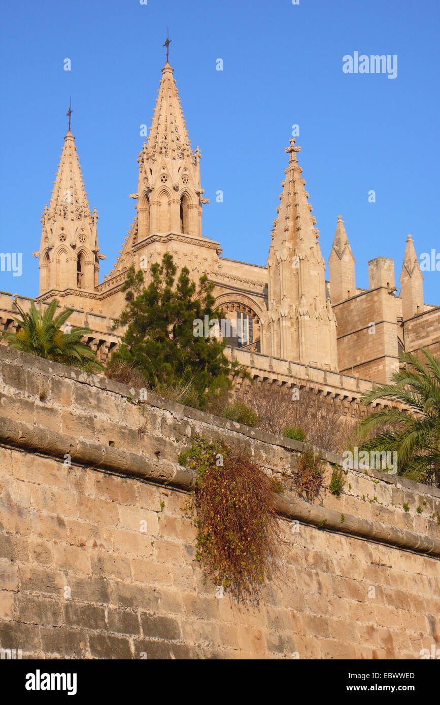 La cathédrale de Palma, de clochers, de l'Espagne, Baléares, Majorque, Palma Banque D'Images
