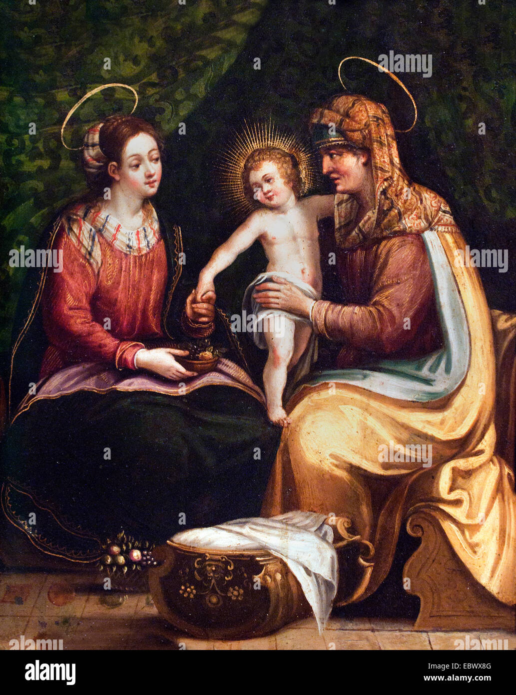 St Ana La Vierge et l'Enfant Jésus flamande du xviie siècle - l'École d'Espagnol Espagne Banque D'Images