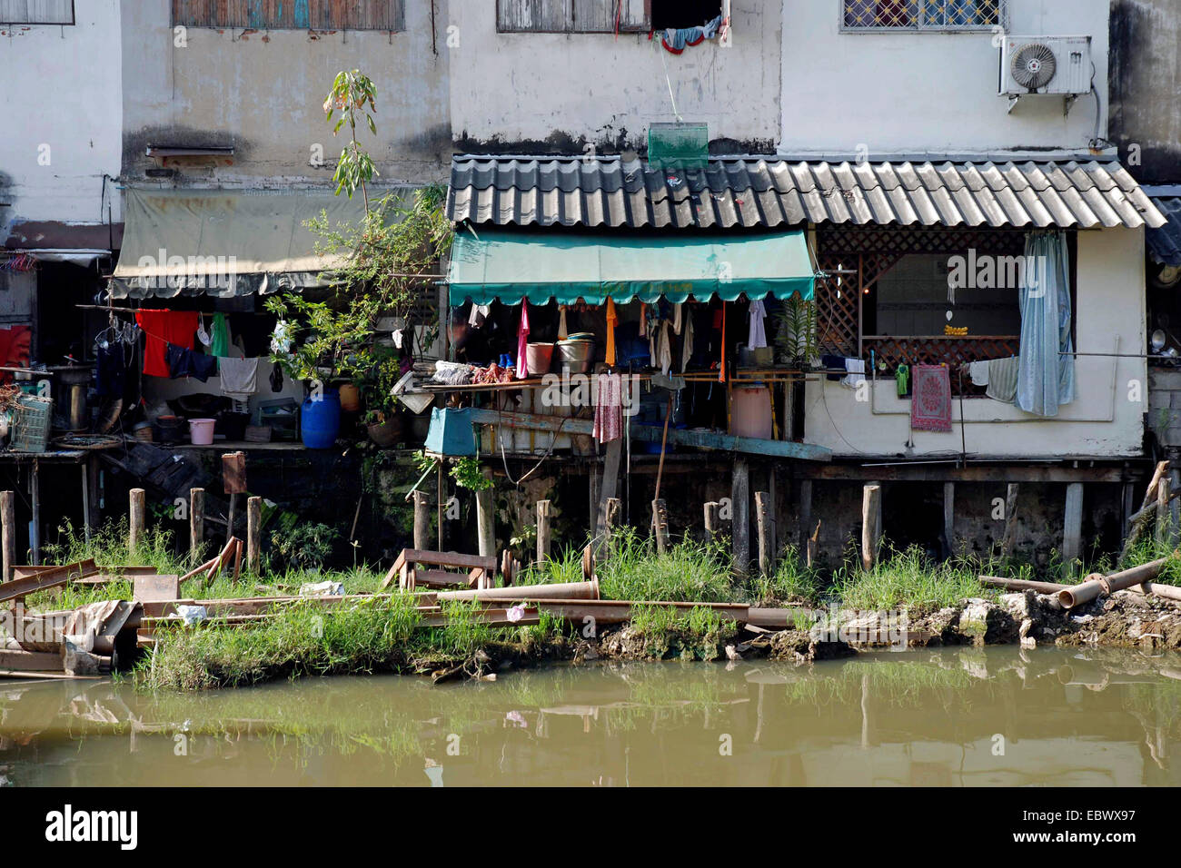 Logements des pauvres, de la Thaïlande, Bangkok Banque D'Images