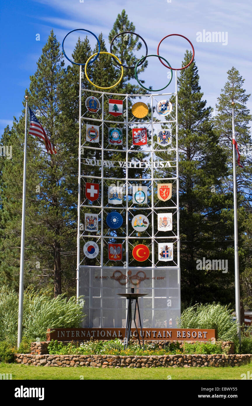 Inscrivez-vous à l'entrée de Squaw Valley, Californie, USA Banque D'Images