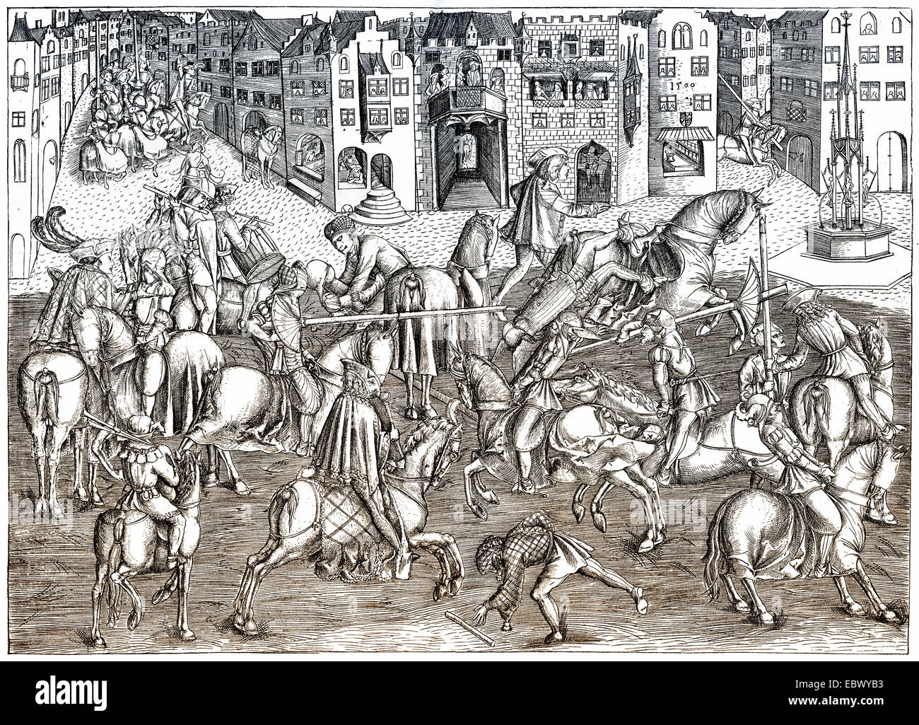 Tournoi des chevaliers, le duc Albert IV de Bavaria-Munich, 1500, Munich, Allemagne, Europe, Ritterturnier, Albrecht IV. der Weise, 150 Banque D'Images